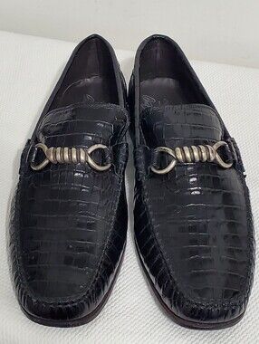 Donald Pliner Danit Black Croc Embossed Leather Loafer Mens 11